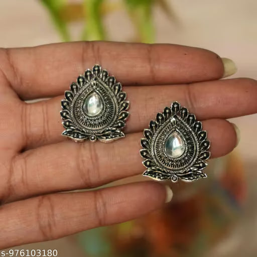 Fashion Silver Double Heart Pearl Earrings for Women and Girls